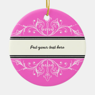 Rond En Céramique Ornement de bordure rose blanc