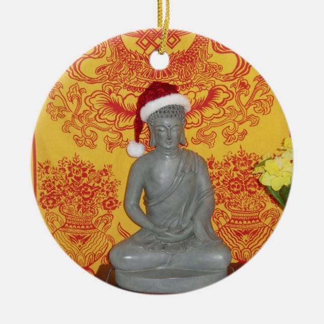 Rond En Céramique Ornement de Bouddha Père Noël (Devant)
