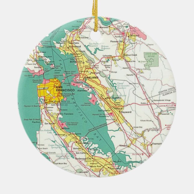 Rond En Céramique Ornement de carte de San Francisco (Dos)