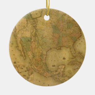 Rond En Céramique Ornement de cartes USA