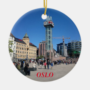 Rond En Céramique Ornement de cercle de panorama d'Oslo Norvège