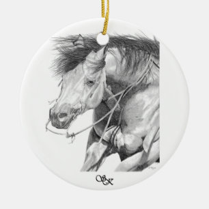 Rond En Céramique Ornement de cheval de coupe