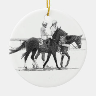 Rond En Céramique Ornement de cheval et de jockey