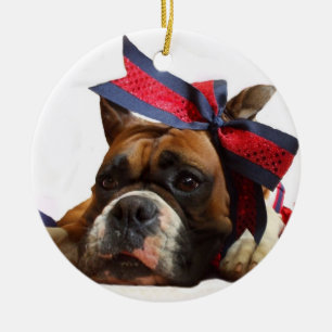 Rond En Céramique Ornement de chien de boxeur