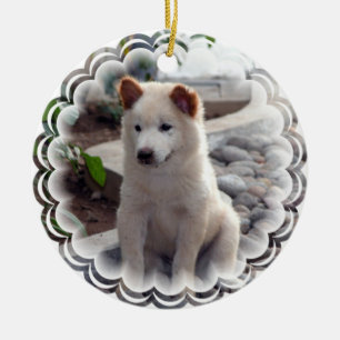 Rond En Céramique Ornement de chiot de bouffe