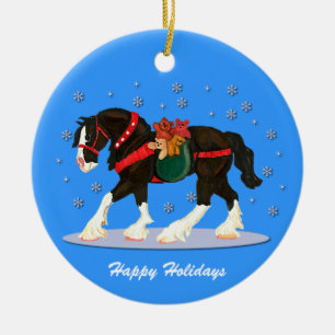 Rond En Céramique Ornement de Clydesdale de Noël
