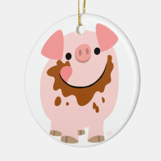 Rond En Céramique Ornement de cochon de caricature au chocolat migno