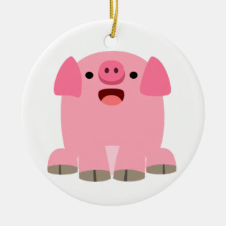 Rond En Céramique Ornement de cochon de dessin joli à l'encre