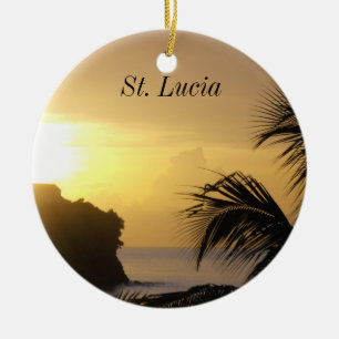 Rond En Céramique Ornement de coucher du soleil du St Lucia
