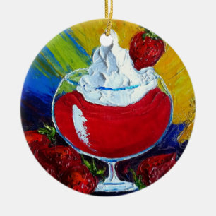 Rond En Céramique Ornement de daiquiri de fraise