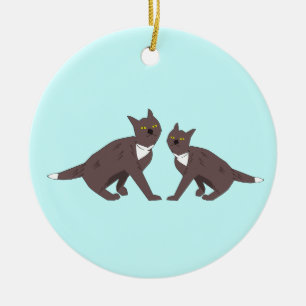 Rond En Céramique Ornement de deux chats