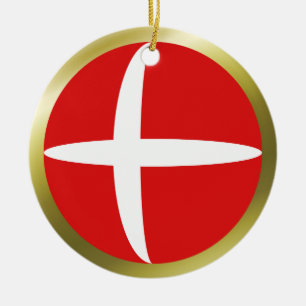 Rond En Céramique Ornement de drapeau danois