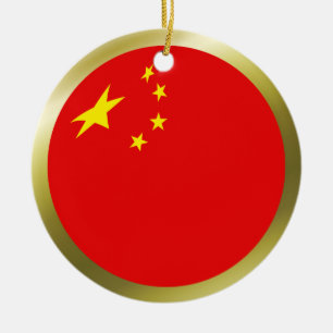 Rond En Céramique Ornement de drapeau de Chine
