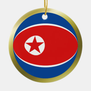 Rond En Céramique Ornement de drapeau de Corée du Nord