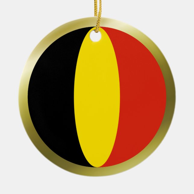 Rond En Céramique Ornement de drapeau de la Belgique (Devant)