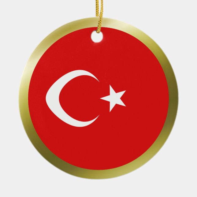 Rond En Céramique Ornement de drapeau de la Turquie (Devant)