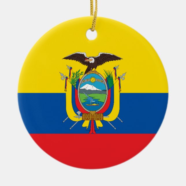 Rond En Céramique Ornement de drapeau de l'Equateur (Devant)