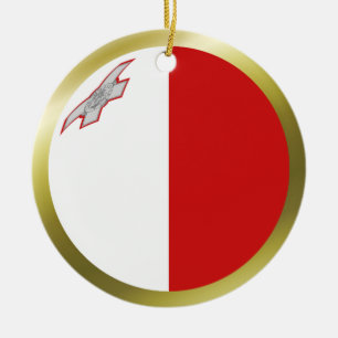 Rond En Céramique Ornement de drapeau de Malte