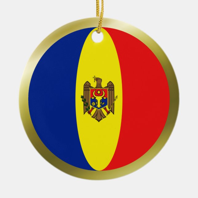 Rond En Céramique Ornement de drapeau de Moldavie (Devant)