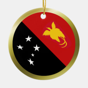Rond En Céramique Ornement de drapeau de Papouasie-Nouvelle-Guinée