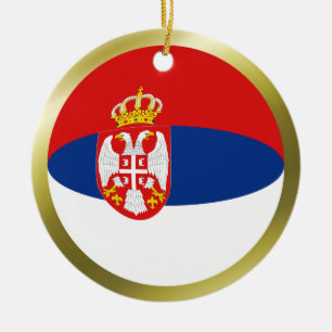 Rond En Céramique Ornement de drapeau de Serbie