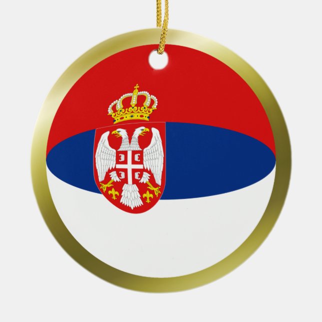 Rond En Céramique Ornement de drapeau de Serbie (Devant)