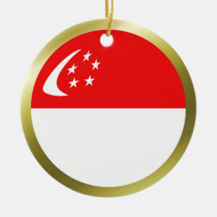 Rond En Céramique Ornement de drapeau de Singapour