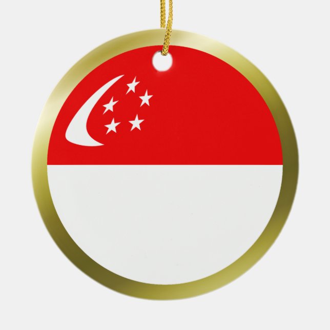 Rond En Céramique Ornement de drapeau de Singapour (Devant)