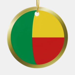 Rond En Céramique Ornement de drapeau du Bénin