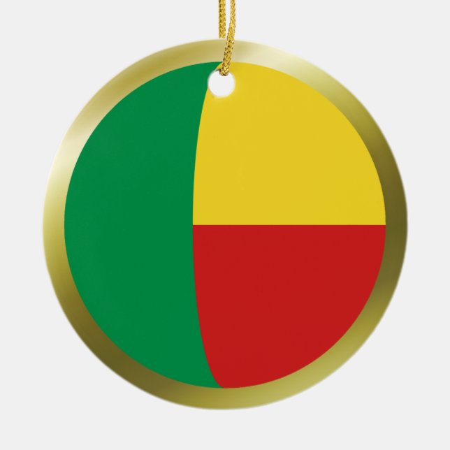 Rond En Céramique Ornement de drapeau du Bénin (Devant)
