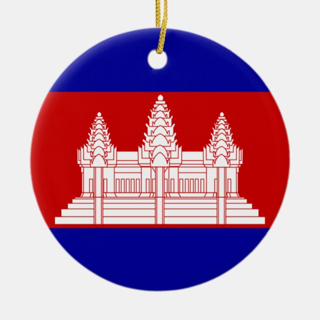 Rond En Céramique Ornement de drapeau du Cambodge (Devant)