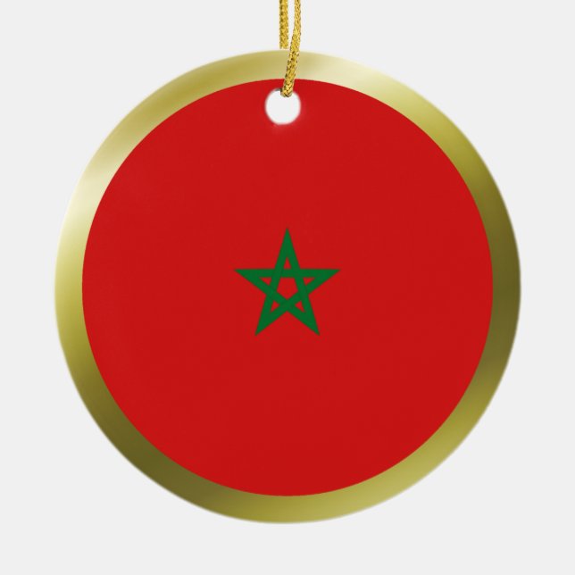 Rond En Céramique Ornement de drapeau du Maroc (Devant)