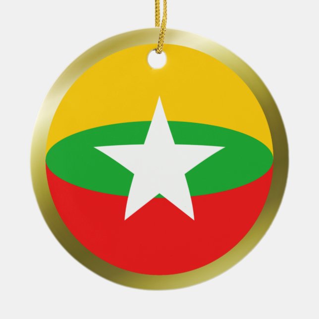 Rond En Céramique Ornement de drapeau du Myanmar (Devant)