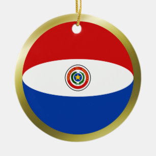 Rond En Céramique Ornement de drapeau du Paraguay