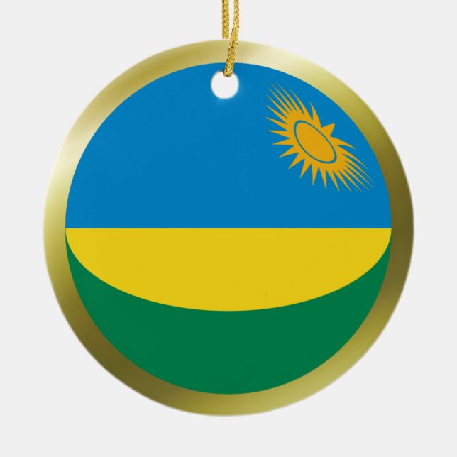 Rond En Céramique Ornement de drapeau du Rwanda (Devant)