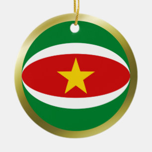 Rond En Céramique Ornement de drapeau du Surinam