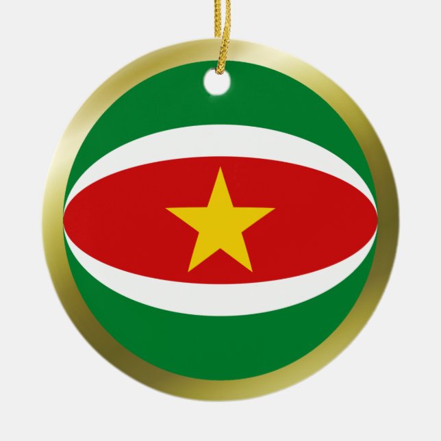 Rond En Céramique Ornement de drapeau du Surinam (Devant)