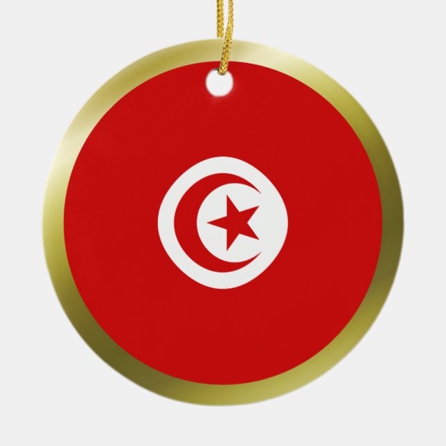 Rond En Céramique Ornement de drapeau tunisien (Devant)