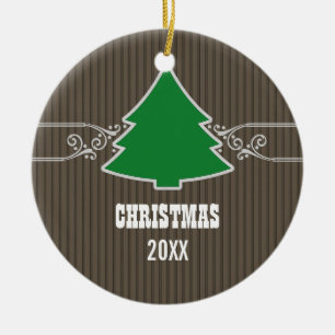 Rond En Céramique Ornement de fantaisie d'arbre de Noël