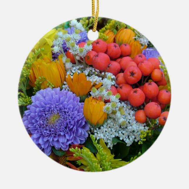 Rond En Céramique Ornement de fleurs (Devant)