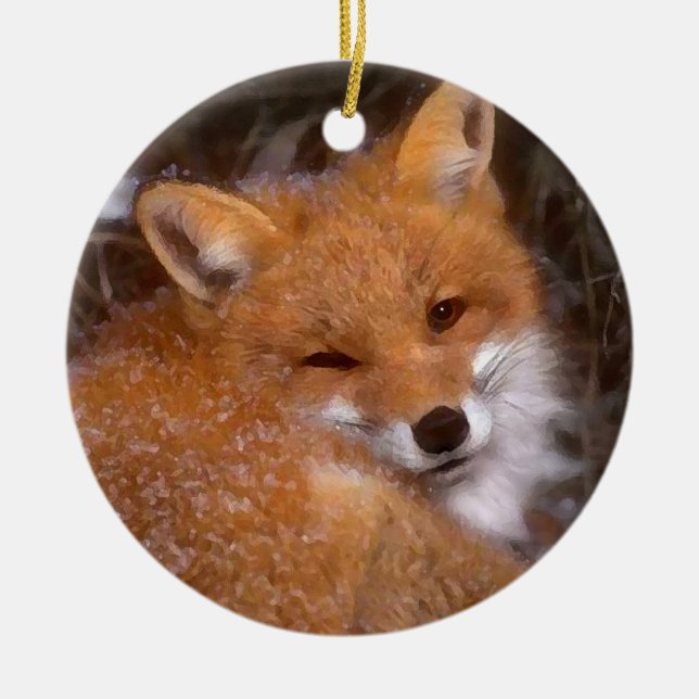 Rond En Céramique Ornement "de Fox rouge" (Devant)