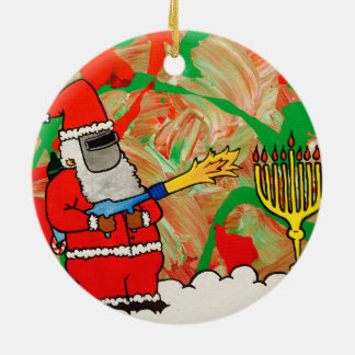 Rond En Céramique Ornement de Hanoukka de Noël