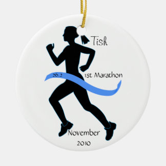 Rond En Céramique Ornement de la femme Marathon Runner