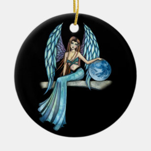 Rond En Céramique Ornement de l'ange du gardien de la Terre par Moll