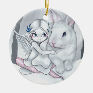 Rond En Céramique Ornement "de lapin de neige"