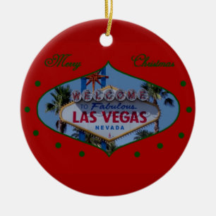 Rond En Céramique Ornement de Las Vegas de Joyeux Noël