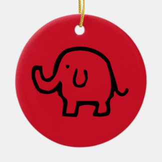 Rond En Céramique Ornement de l'image de l'éléphant rouge