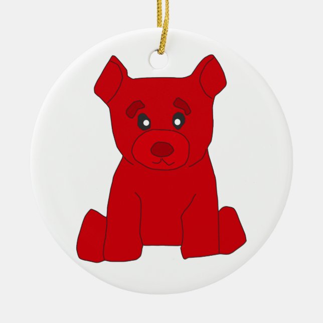 Rond En Céramique Ornement de l'ours rouge (Devant)
