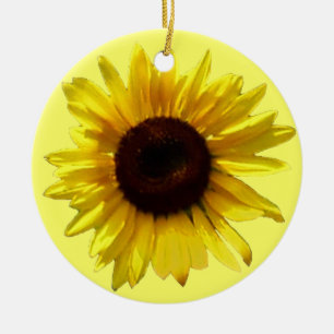 Rond En Céramique Ornement de mémorial de tournesol