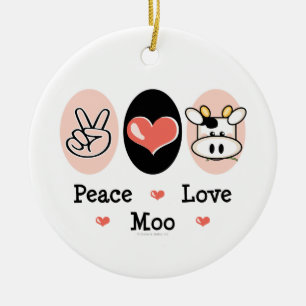 Rond En Céramique Ornement de MOO d'amour de paix